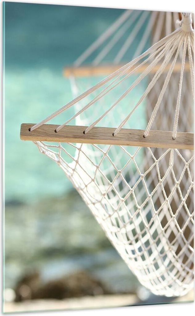 Bilder auf glas - Einteilig - Reise hängematte tropisch strand - 70x100cm - Glasbilder - Wandbilder - Bilder - Wanddekoration aus Glas - Glas Bild...