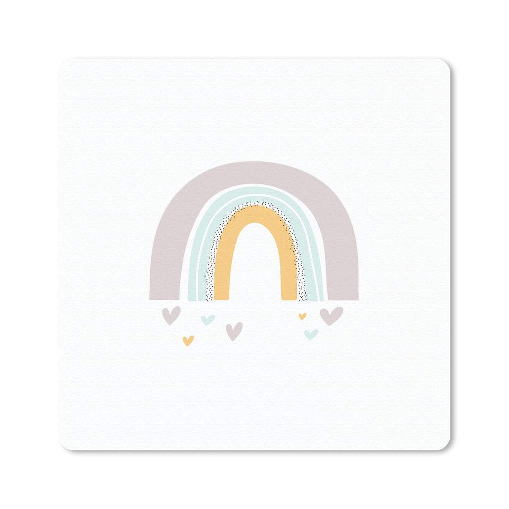 MuchoWow Mauspad Mousepad Regenbogen - Herzen - Mädchen - Jungen - Pastellfarben 20x20 cm - Mousepads - Maus Mat - Pad - Mausunterlage - Desk Ma...