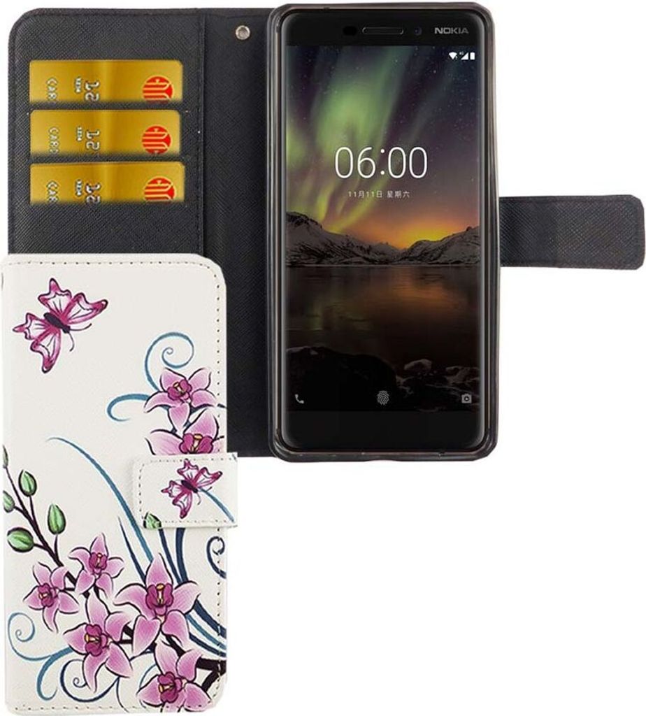Handyhülle Tasche für Handy Nokia 6 2018 Lotusblume