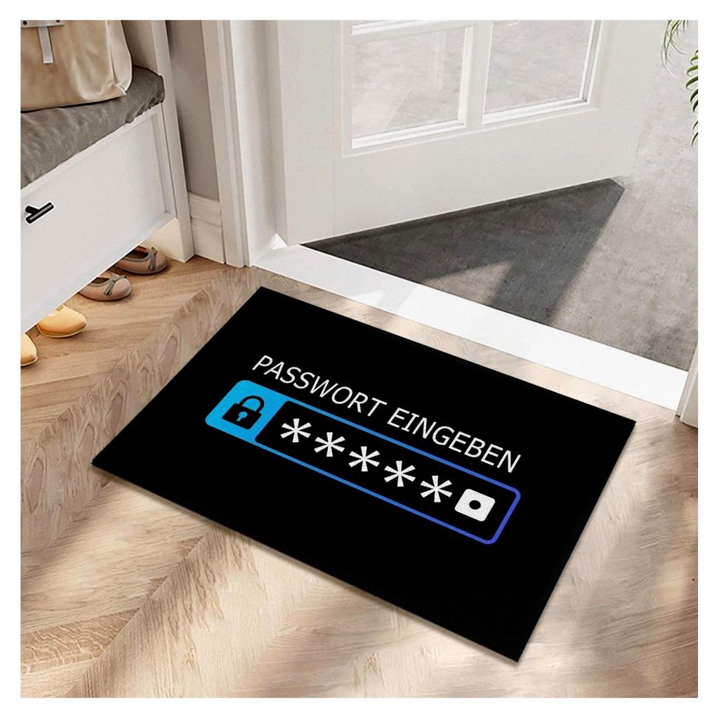 Lustige Fußmatte mit Spruch - Passwort eingeben - IT Humor - rutschfest und waschbar - 60x40cm