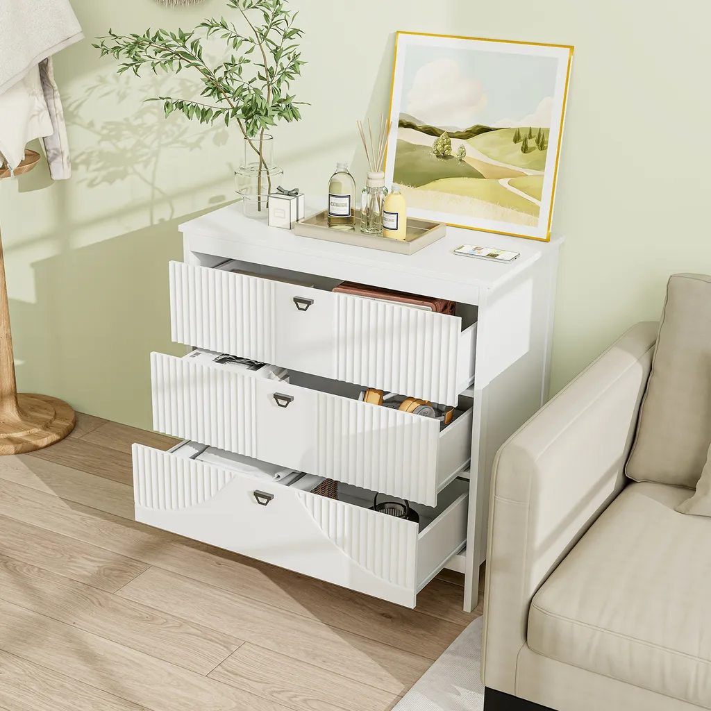 Table d'accent avec espace de rangement, commode blanche pour la chambre - 7