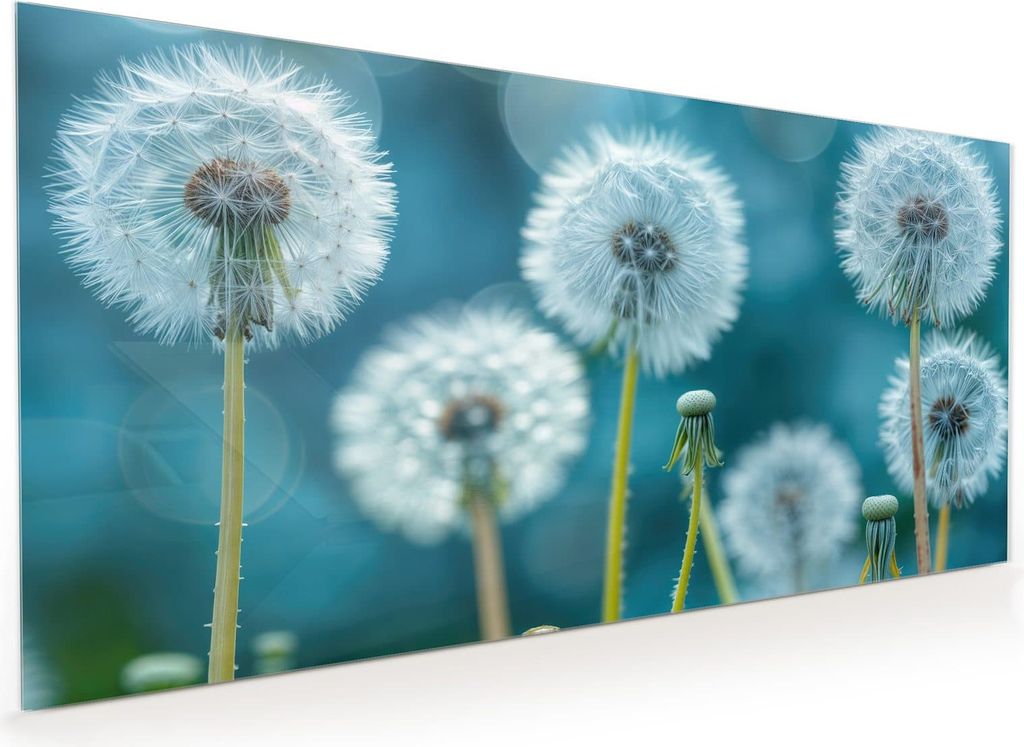Küchenrückwand Spritzschutz Glas mit Motiv Löwenzahnwiese 40 x 40 cm