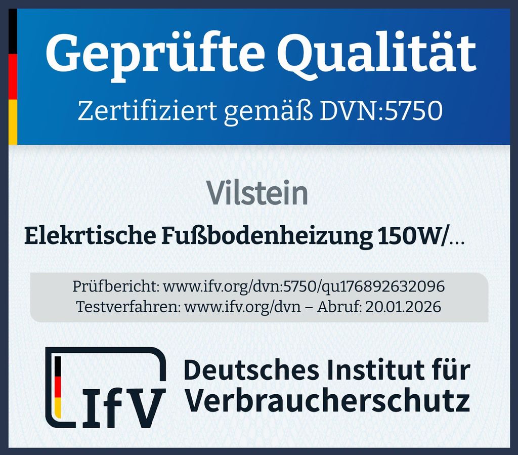 VILSTEIN© Elektrische Fußbodenheizung 150W/m² TWIN Produktbild 