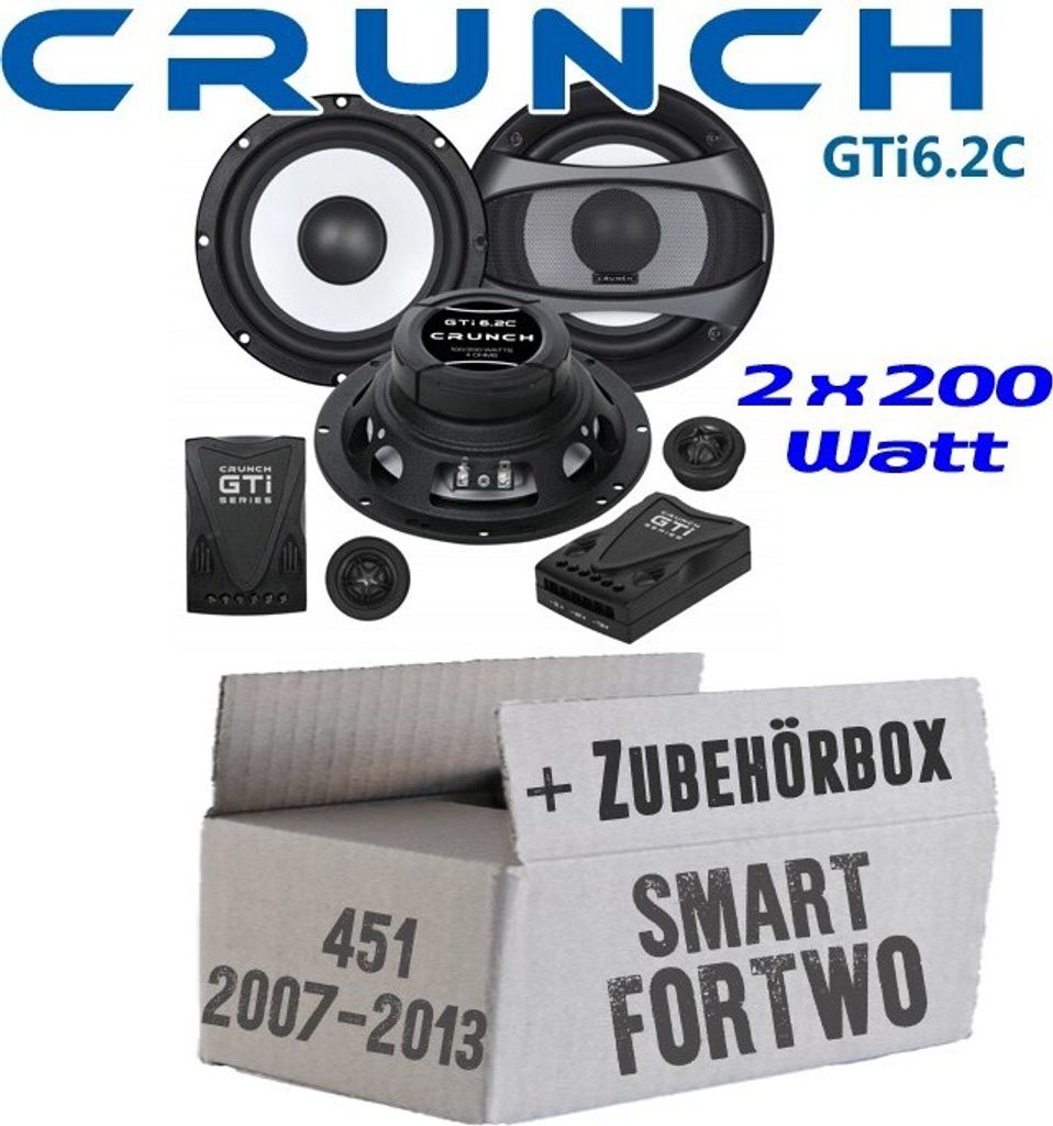 Smart ForTwo 451 Front - Crunch GTi6.2C - 16,5cm 2-Wege System - Einbauset