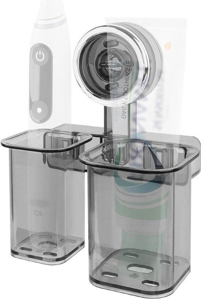 Kunststof Tandenborstelhouder Muurbevestiging Zelfklevend 2 Slots Organiser voor Badkamer (Grijs)