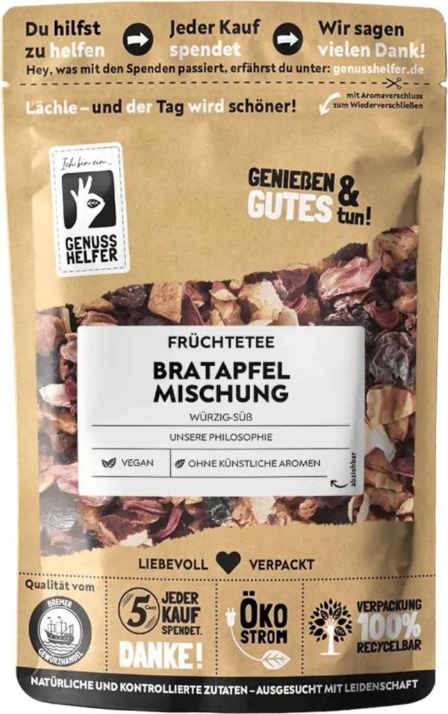 Bratapfel Früchtee, lose, Tee mit Früchten, Wintertee, fruchtig-süß, 100g