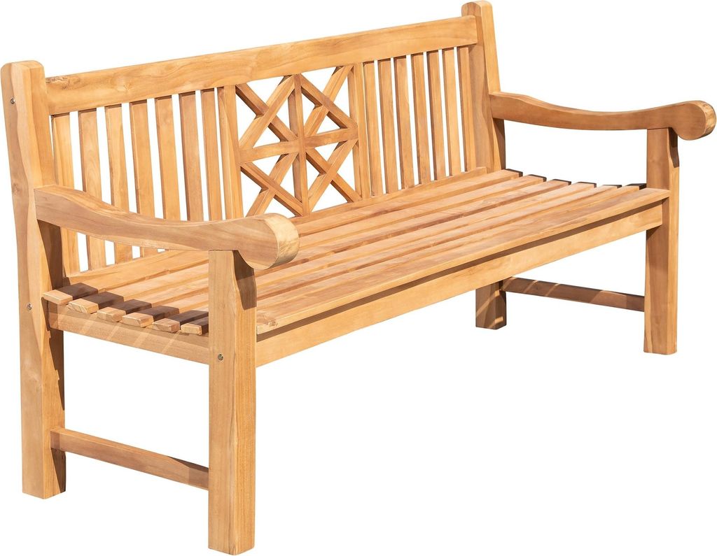 Gartenbank Teakbank VUZAR - Holz Teak 200x72x92 cm | Holzbank 200 Cm Gartenbank Sitzbank Mit Lehne Wetterfest Bank Garten Terrasse