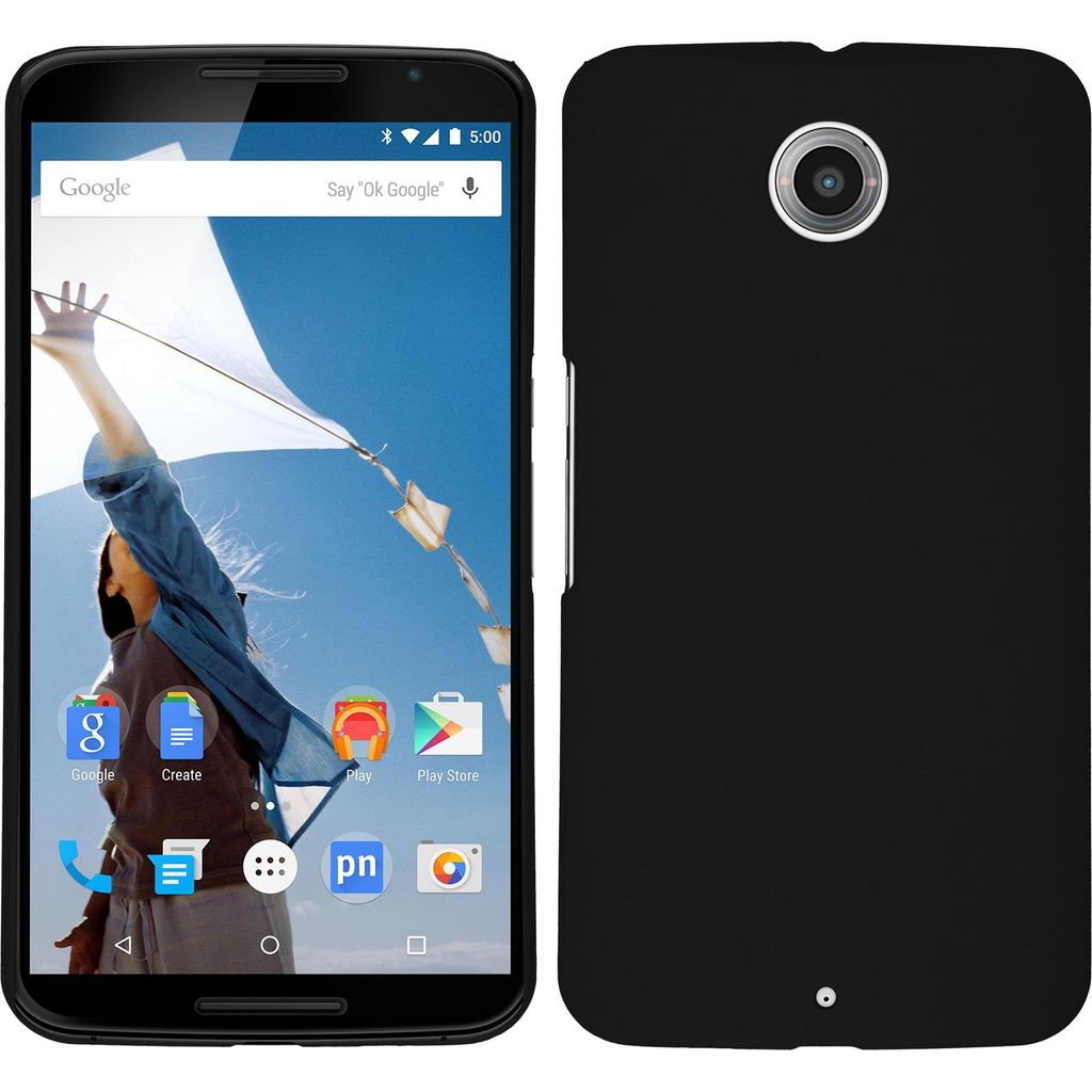 PhoneNatic Case kompatibel mit Google Nexus 6 - Hülle schwarz gummiert Hard-case Cover