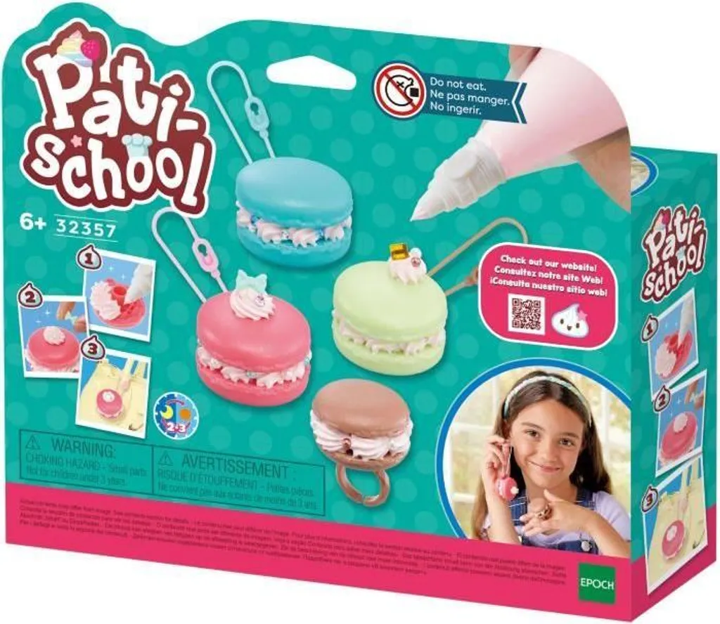 Set per creare macaron Pati-School, set fai da te portachiavi, pasta modellabile, decorazioni, dai 6 anni in su