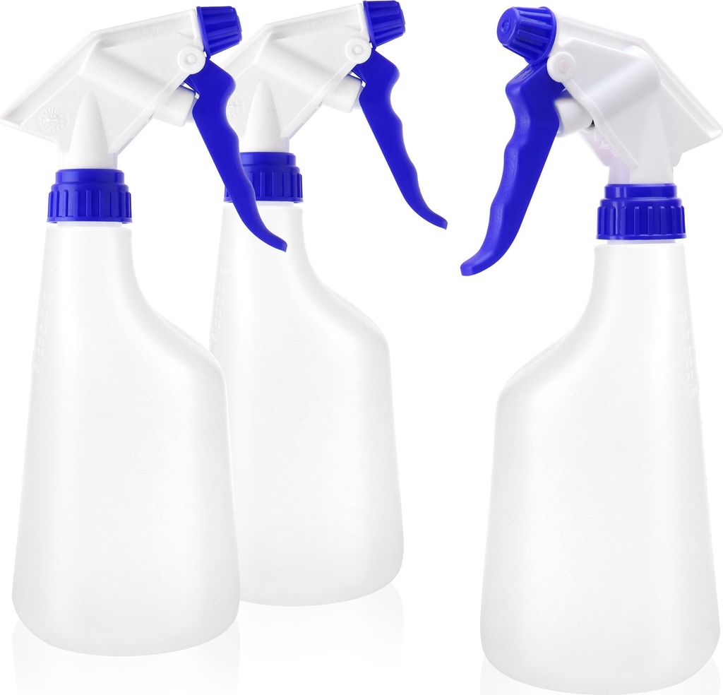 com-four 3x Sprühflasche mit Skala - chemiebeständiger Pumpsprüher für Säuren, Kohlenwasserstoffen und Lösungsmittel - Zerstäuberflasche m...