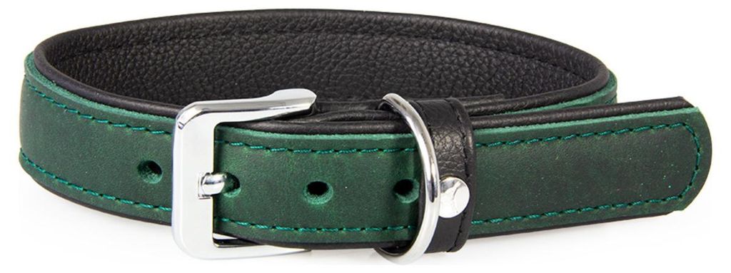 Das Lederband Hundehalsband Vancouver Hunting Green/Black, Länge: 65 cm