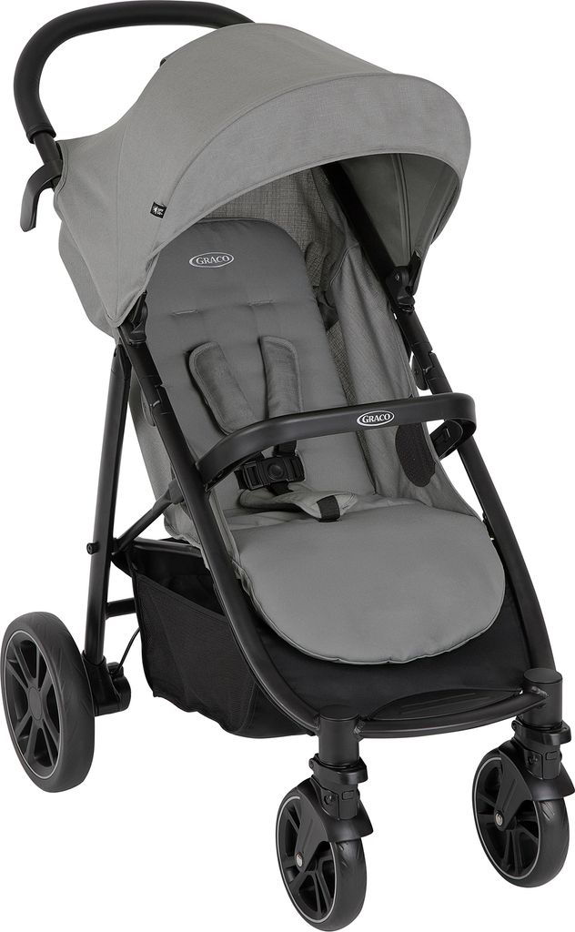 Graco EeZeFold Sportwagen mit cleverem Faltmechanismus, ab Geburt bis ca. 3 Jahre (bis 15 kg), inkl. Regenverdeck, grau, Steeple Gray