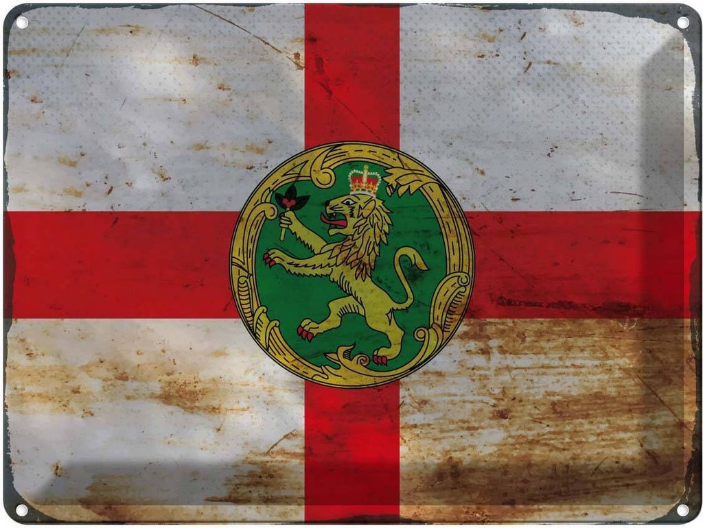 vianmo Blechschild 30x40 cm Alderney Flagge Fahne Wappen