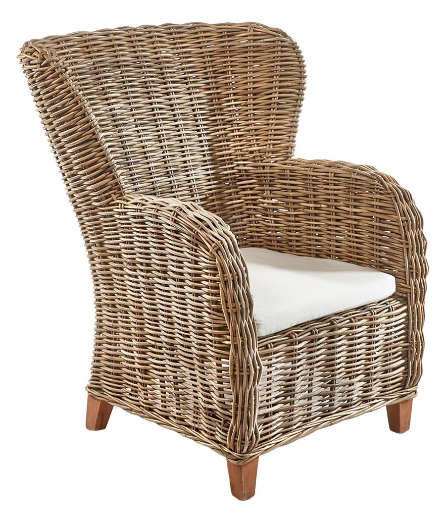 Kobolo Rattansessel TOSCANO aus Rattan inklusive Kissen - 100 cm hoch