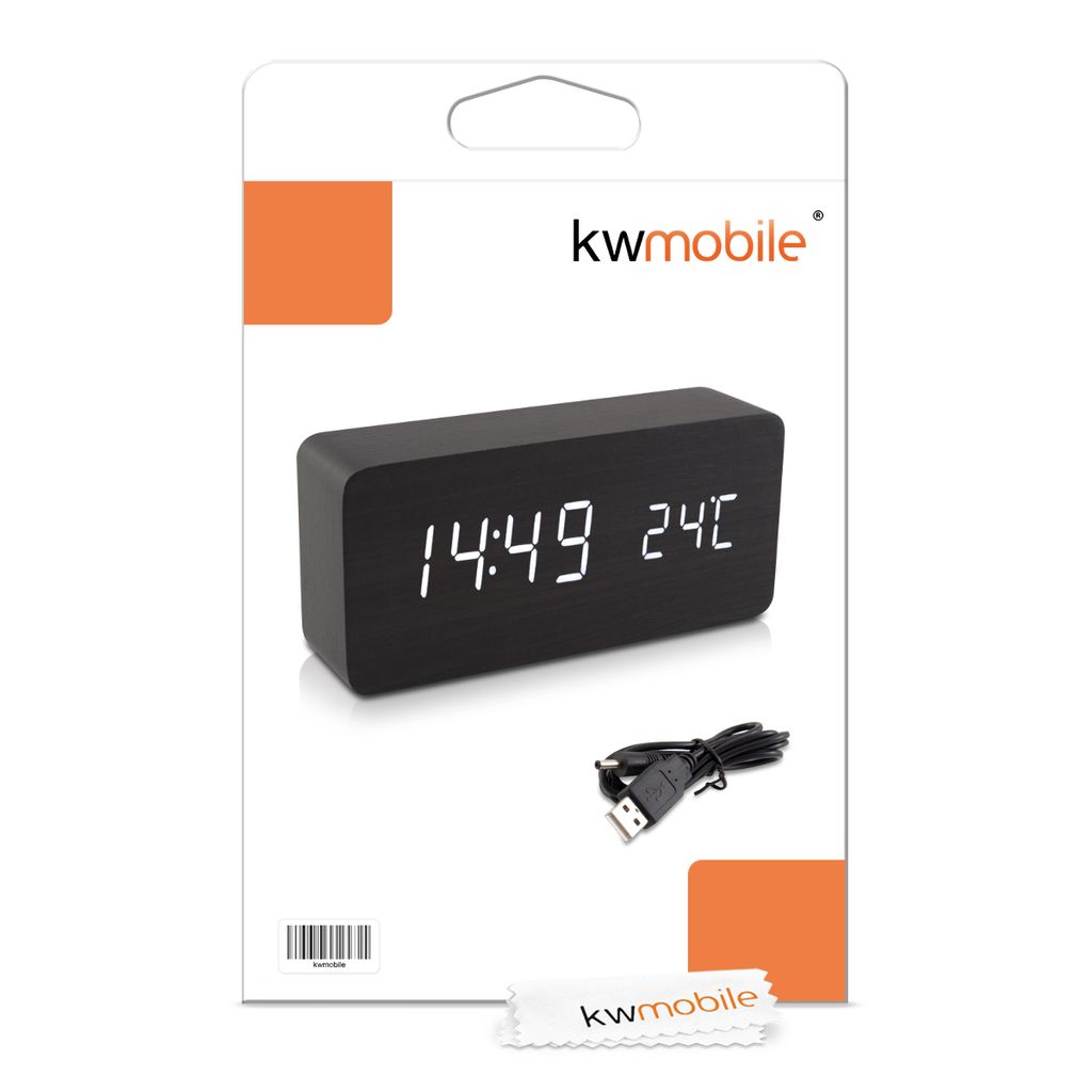 kwmobile Wecker Uhr in Holzoptik digital - Digitalwecker Produktbild 7