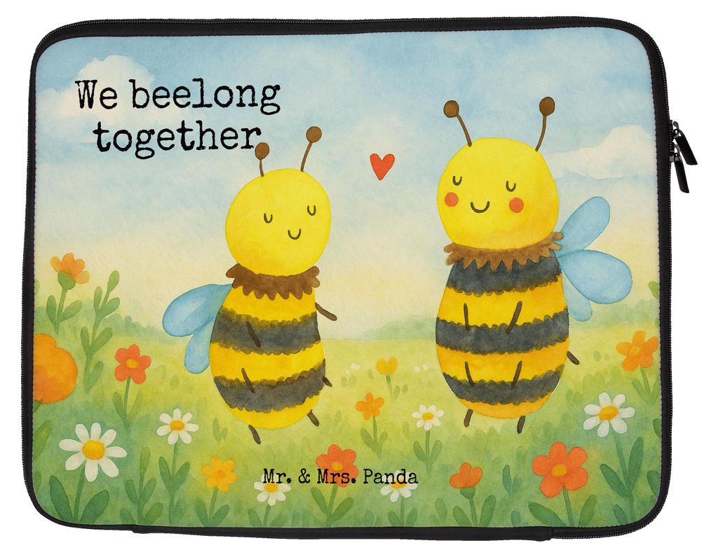 Mr. & Mrs. Panda Laptop Tasche Biene Verliebt Design 27 x 36 cm - Weiß - Geschenk, Laptoptasche, Laptophülle, Notebook, Hülle, Sleeve