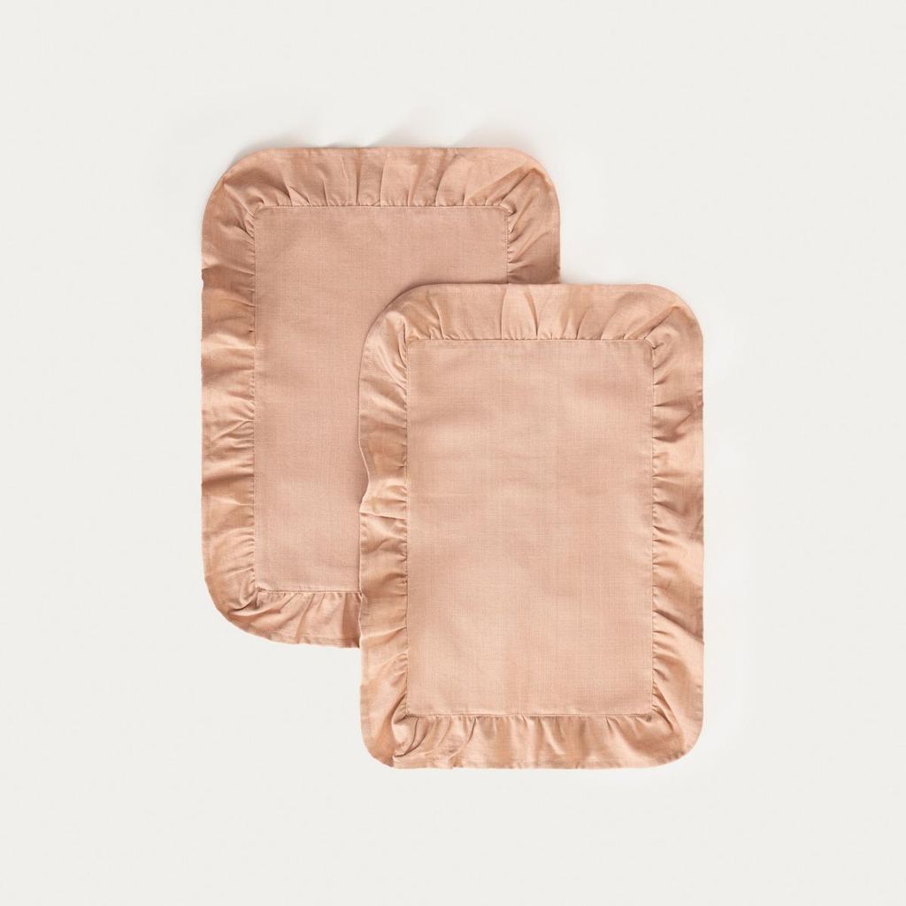 HOMLA KALLIOPE beige Tischsets mit dekorativer Rüsche, 2er Set 35x48 cm