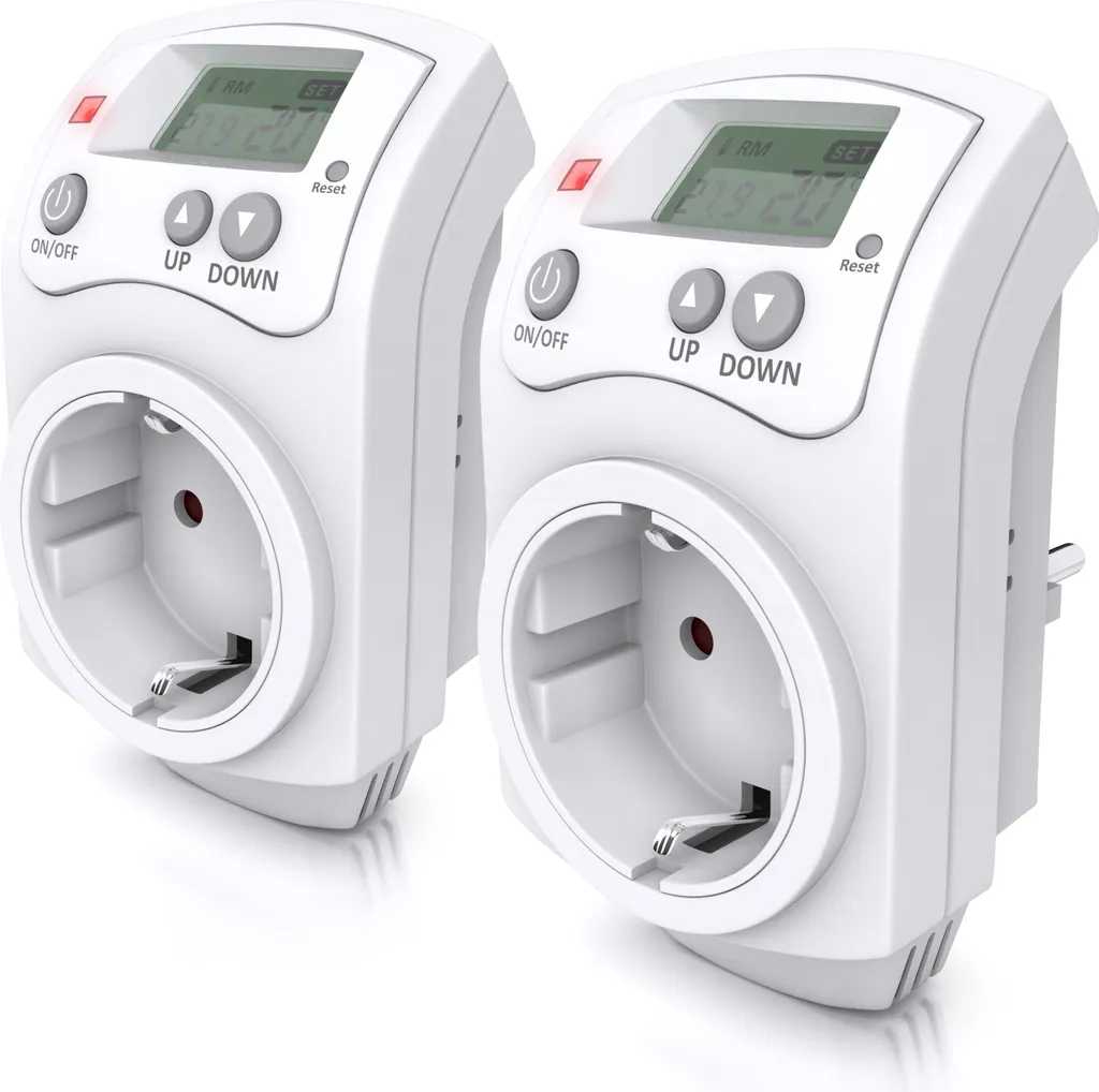 Thermostat de Prise avec Écran LCD et Puissance 3680W Bearware Lot de 2