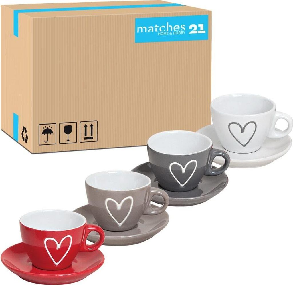 Moderne Keramik Espresso-Tassen 72er Set beige weiß rot grau 50 ml