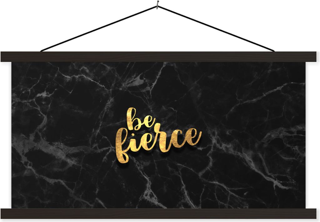 MuchoWow Textilposter Zitate - Motivation - Gold - Marmor 90x45 cm mit schwarzem Rahmen - Klemmleisten