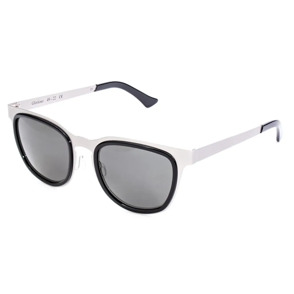 Lunettes de soleil rondes grises LGR GLORIOSO en métal argenté ø 49 mm