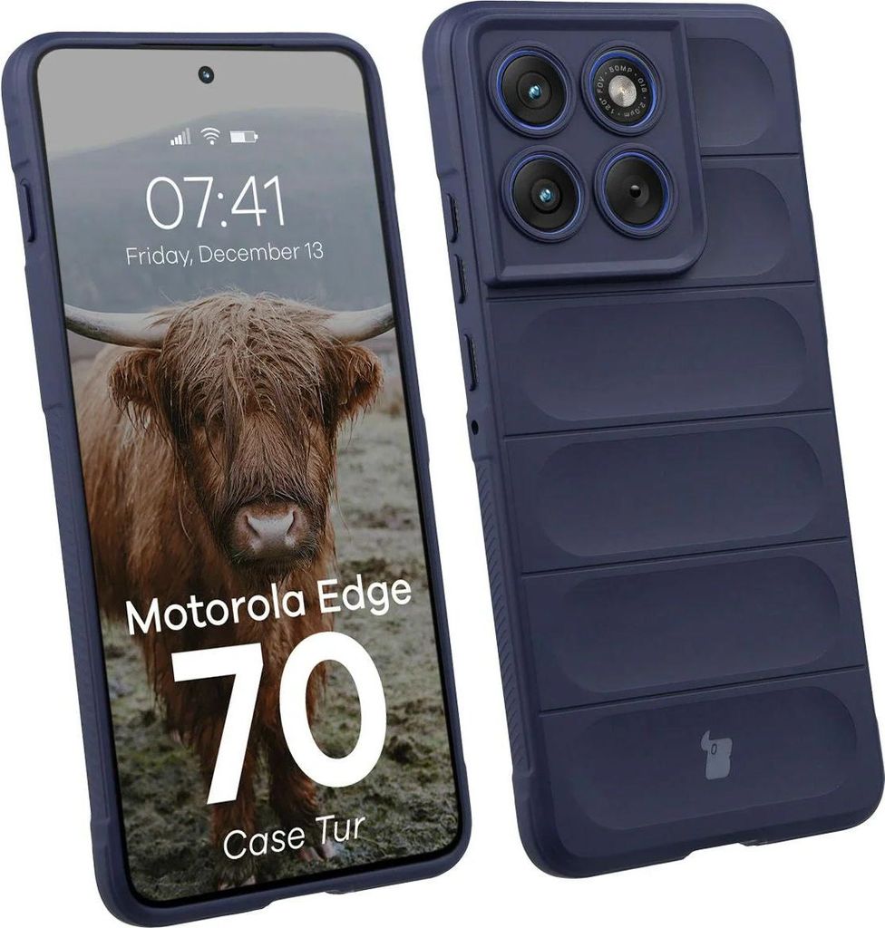 Robuste Handyhülle für Motorola Edge 70, Bizon Case Tur, Dunkelblau