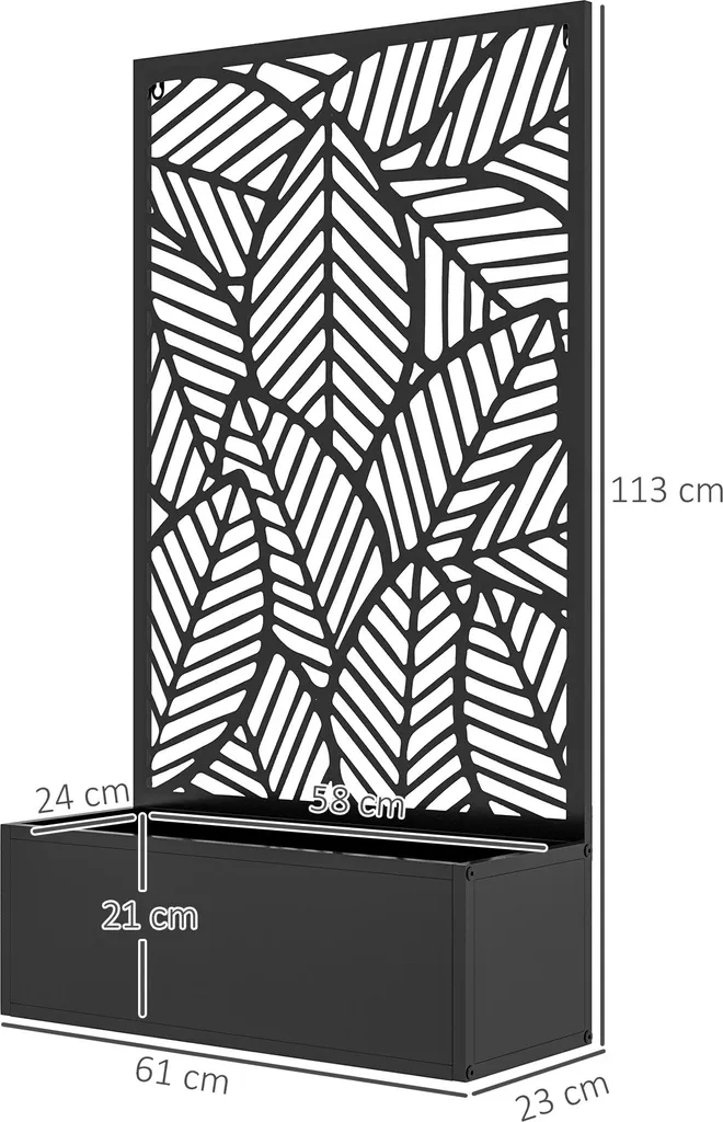Jardinière avec Brise-vue Treillis en Métal - Support Plante Grimpante 113H - 5