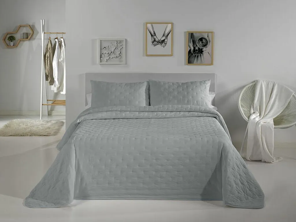 Couvre-lit Pierre Cardin Dots Gris Perle pour Lit 105 cm - Set 2 Pièces