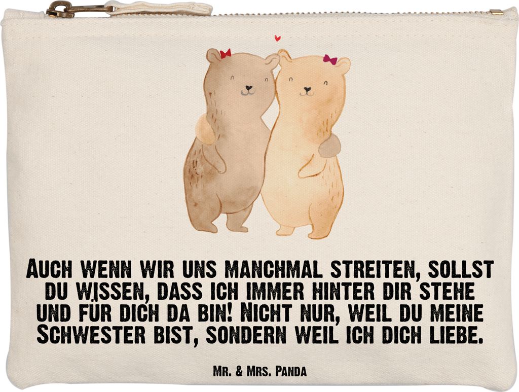 Mr. & Mrs. Panda Baumwolltasche Bären Schwestern Grösse XL Große - Weiß - Geschenk, Schwester, kosmetiktäschchen, Zwillinge, Etui, Schwesterhe...
