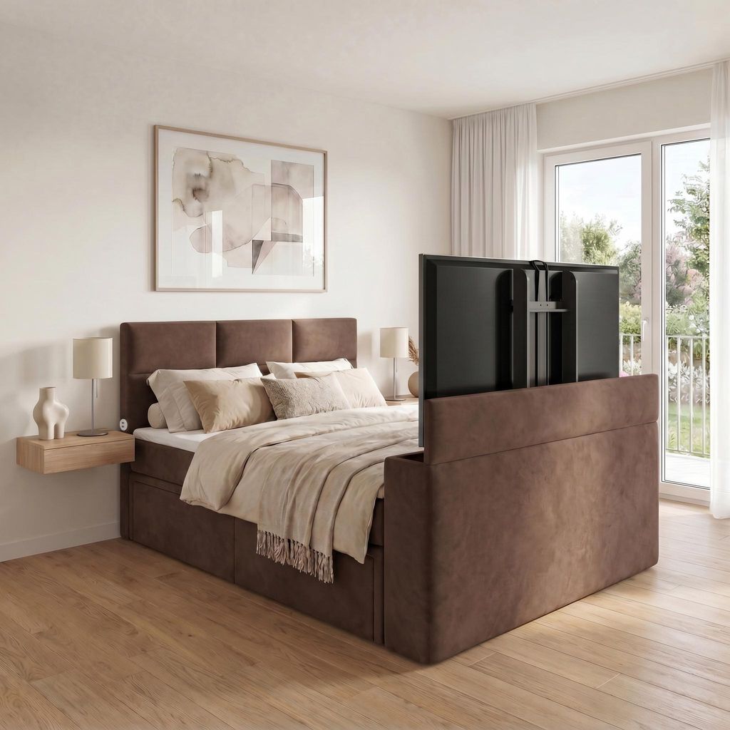 ELVORA DESIGNE Boxspringbett 180x200 cm SMARTCUBE-TV mit Produktbild 