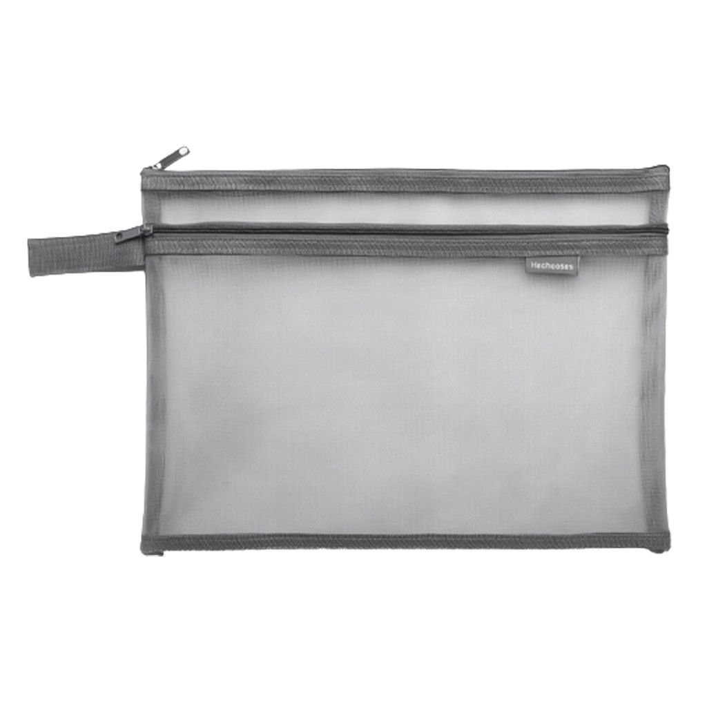 Stapelbeutel Rechteck Rechteck waschbarer haltbarer Speicher mit hoher Kapazität Nylon Mesh Bleistiftspeicher für Schüler-Grau