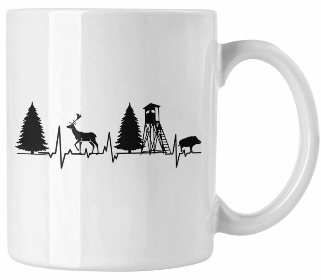 Jagen Tasse Herzschlag Geschenkidee Jäger Geburtstag Weihnachten (Weiß)