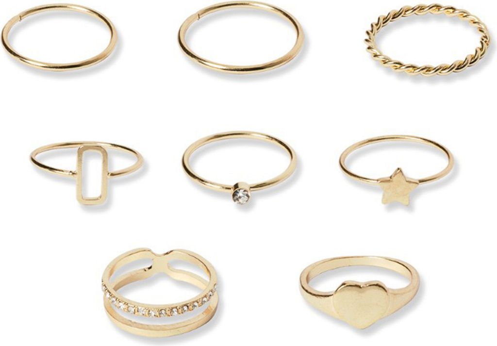 Stück Fingerringe fünfzackiger Stern Strass Schmuck Galvanik geometrischer Ring Geburtstagsgeschenke-Golden