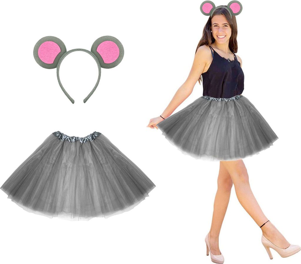 Oblique Unique Damen Maus Mouse Kostüm Accessoire Set grau Produktbild 