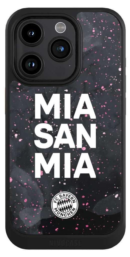 NIVOCASE Hülle für Apple iPhone 15 Pro Handyhülle NIVOcore Case Schwarz FC Bayern München Mia San Mia Girl Style