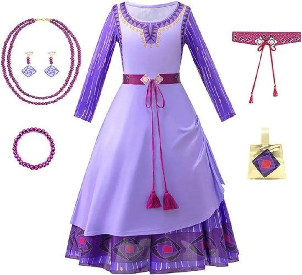 Robe de princesse à volants pour fille - Set de bijoux inclus 3-10 ans