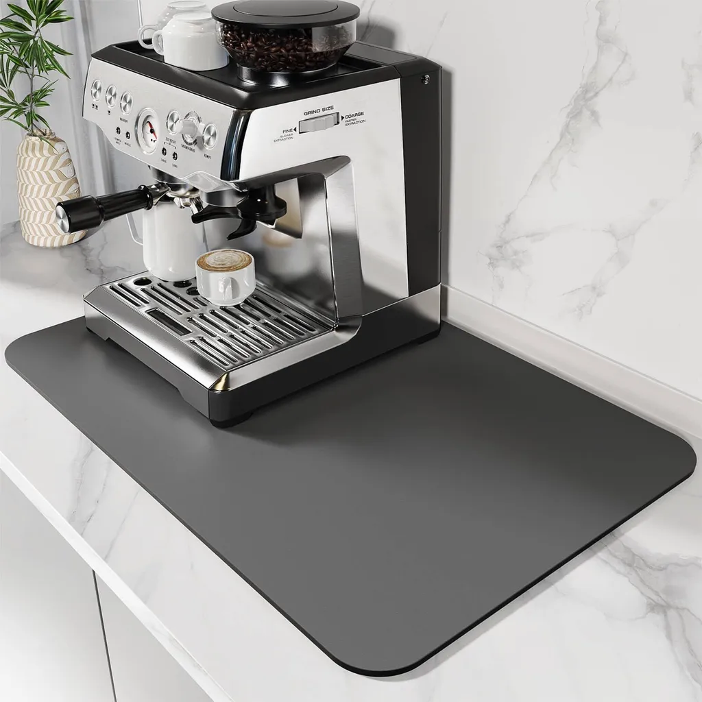 Tapis de Machine à Café Anti-gouttes - Dos Caoutchouc Haute Adhérence