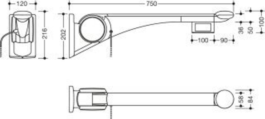 HEWI 802.50.47460 SD Stützklappgriff Premium,750 mm, re Produktbild 