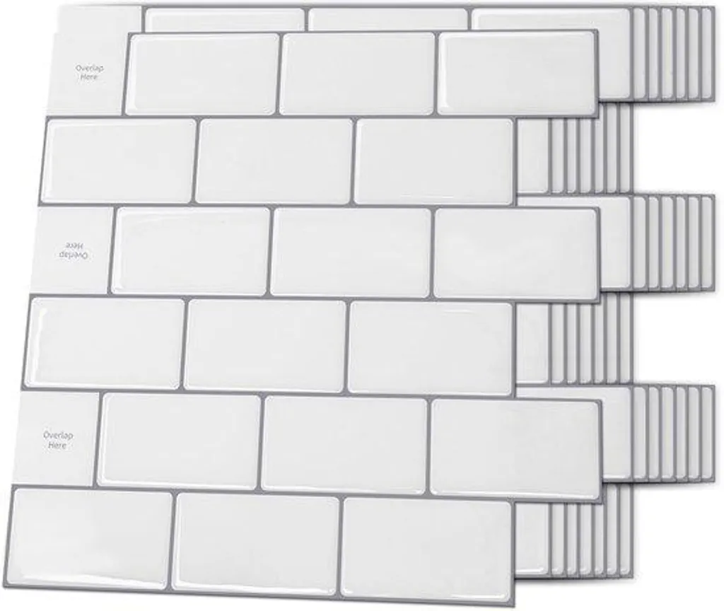 Carrelage 3D autocollant 30x30 cm blanc chaud opaque pour cuisine