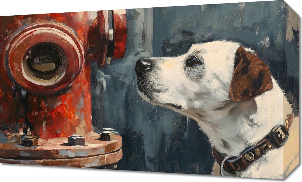 Bild 50x30cm Kumpel am Hydranten