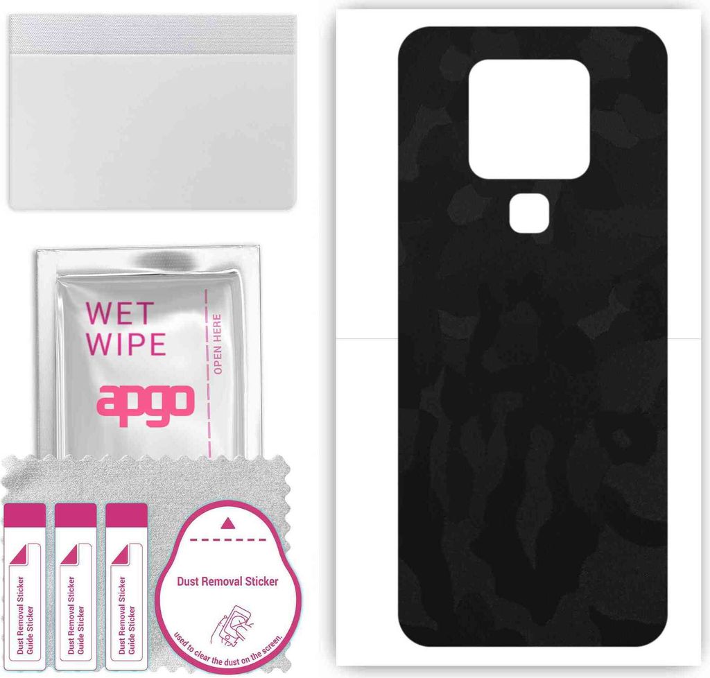 apgo Rückseite Schutzfolie, Skin, kompatibel mit Tecno Camon 16 SE, Hinten Displayschutzfolie aus Vinylfolie, kratzfest, einfache Montage - Schwar...