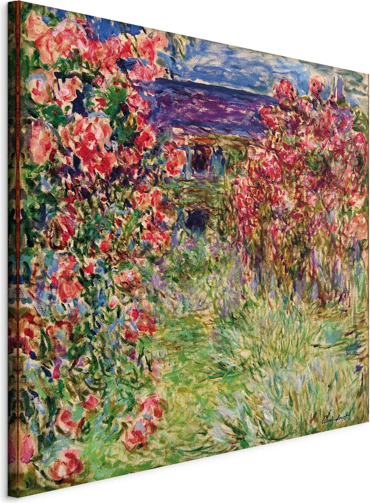 Vlies Leinwandbild - La maison dans les roses (Claude Monet) 40x40 cm Reproduktionen l-F-10921-b-a