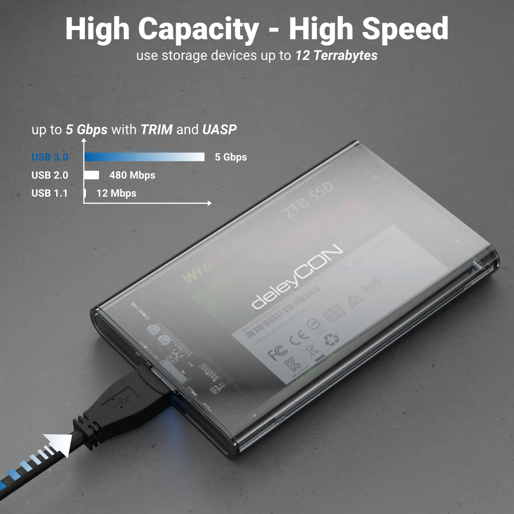 deleyCON SSD Festplattengehäuse USB 3.0 für RH7128