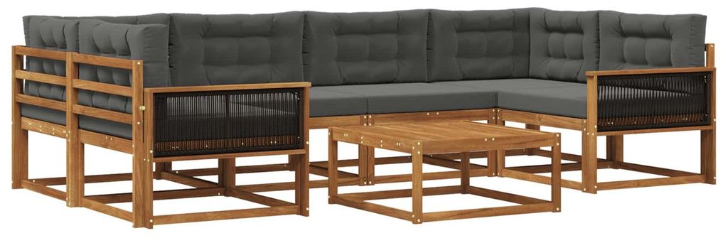 vidaXL Outdoor-Sofagarnitur mit Kissen 7 pcs Natur und Anthrazit