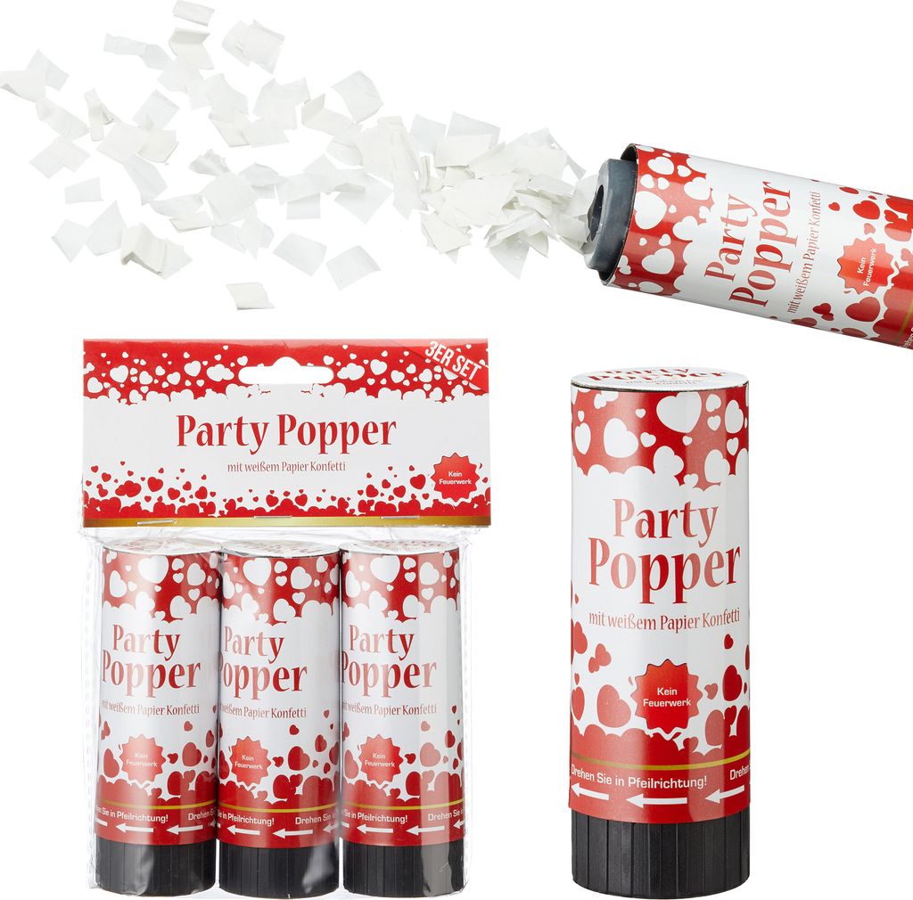 Party-Popper Love 10cm im 3er Set