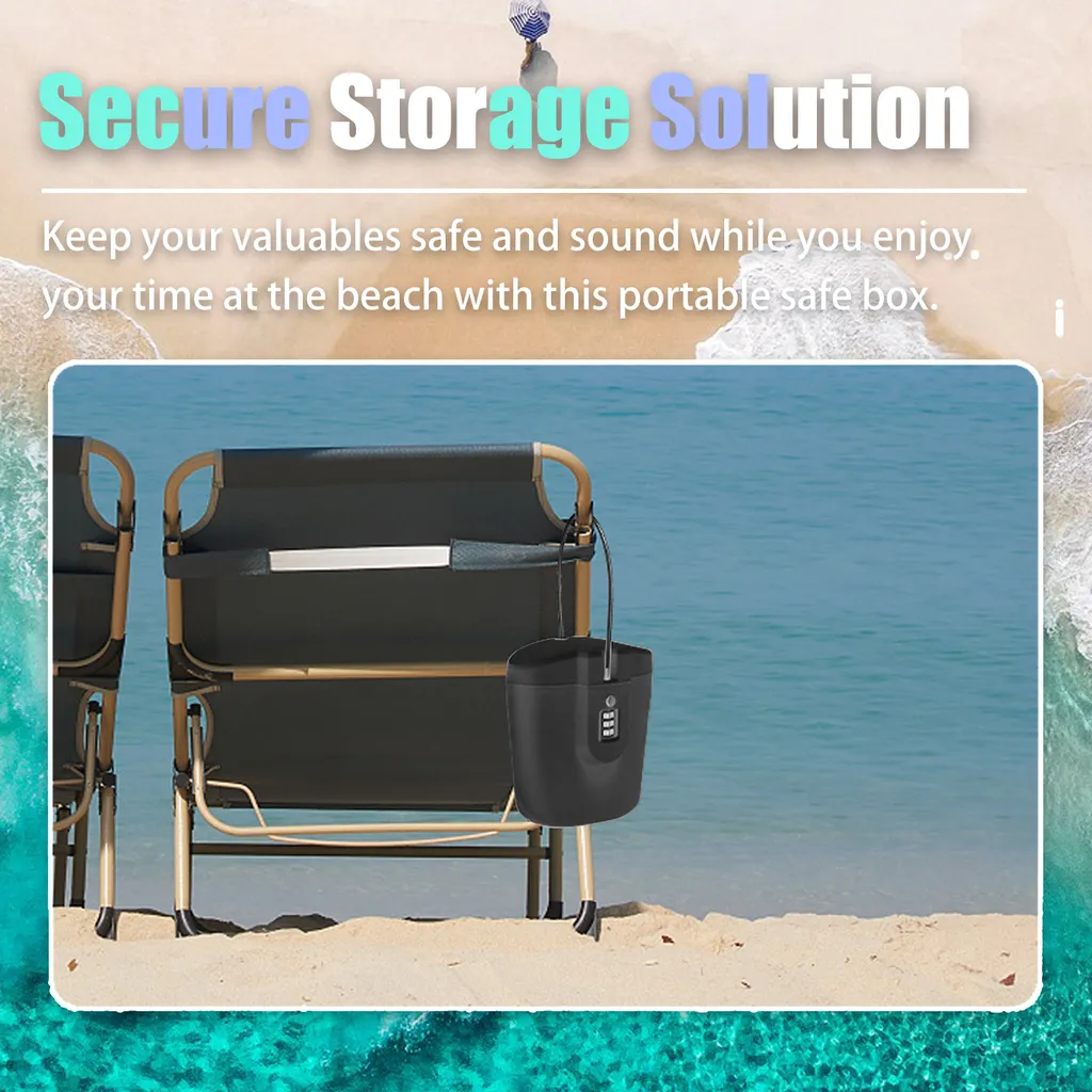 Mini coffre de plage avec câble de fixation et code secret à 3 chiffres - 2