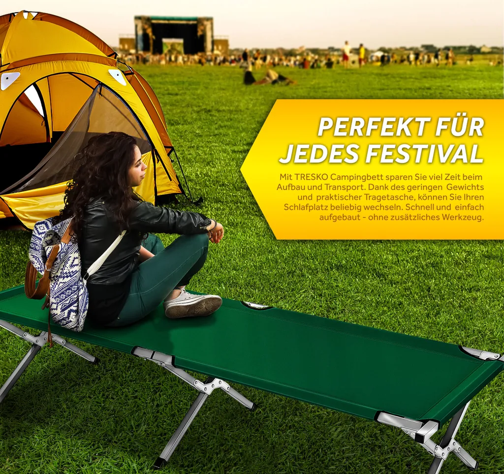 Lit d'appoint pliant type lit de camp militaire 210 cm vert pour invités - 6
