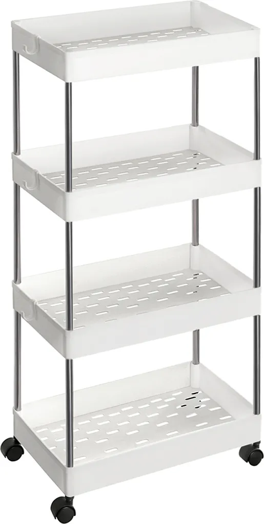 SONGMICS Chariot à 4 Niveaux KSC10WT, Étagère de Cuisine Blanche 40x22x86cm
