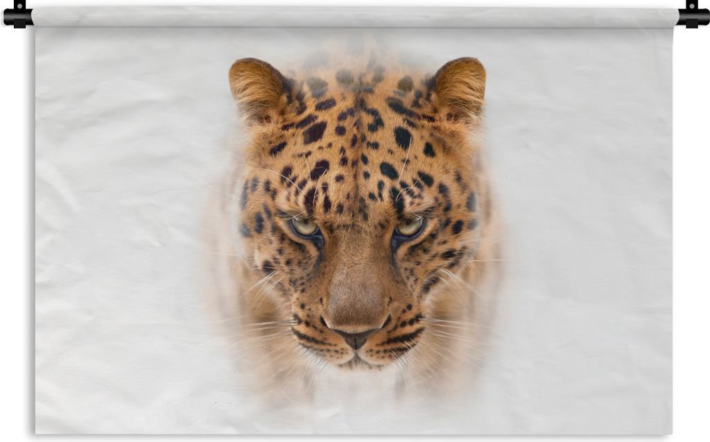 MuchoWow Wandteppich Wandbehang Leopard - Weiß - Gesicht 60x40 cm Tapisserie Dekoration Wandtuch - Wanddekorationen