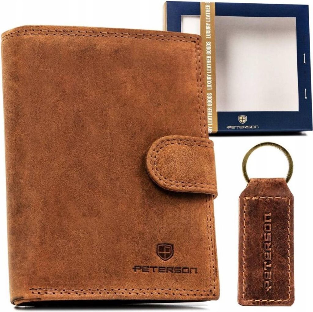 Peterson Geschenkset für Männer mit Brieftasche und Schlüsselanhänger Peaceful braun One size